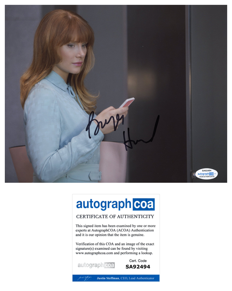 Bryce Dallas Howard Black Mirror Signed Autograph 8x10 Photo ACOA
