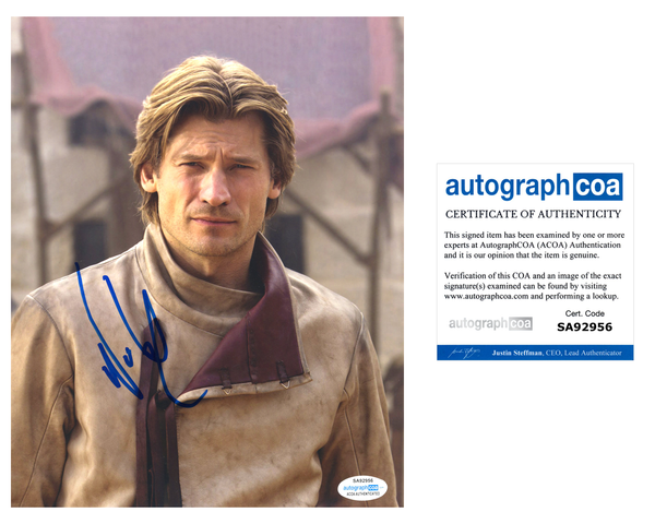 Nikolaj Coster Waldau Game of Thrones Signed Autograph 8x10 Photo ACOA