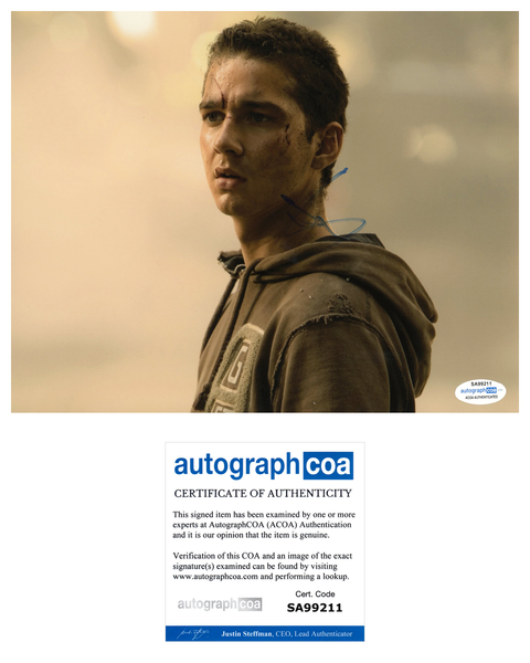 Shia Labeouf Transformers Signed Autograph 8x10 Photo ACOA