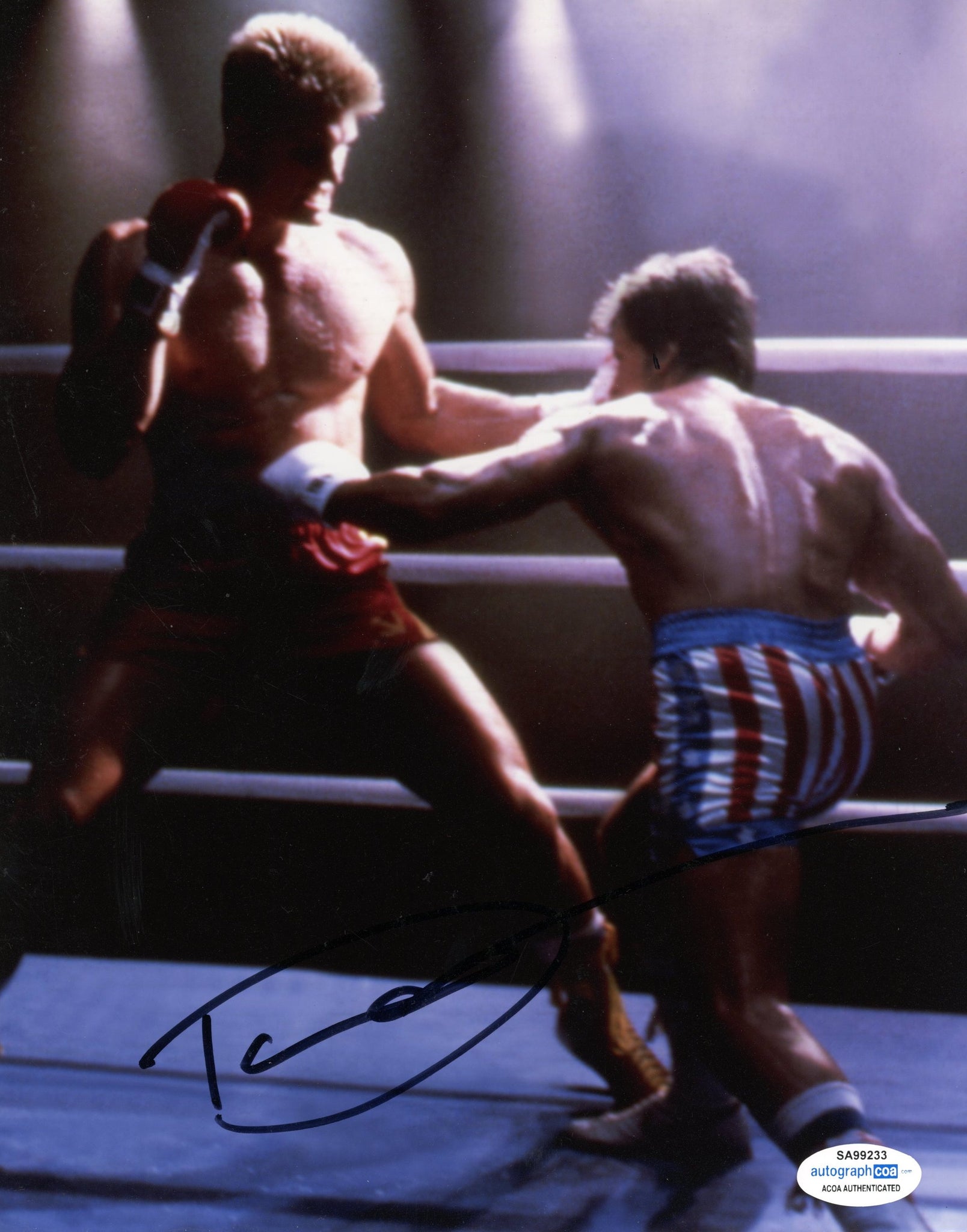 Dolph Lundgren Rocky Signed Autograph 8x10 Photo ACOA