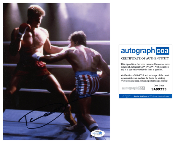 Dolph Lundgren Rocky Signed Autograph 8x10 Photo ACOA