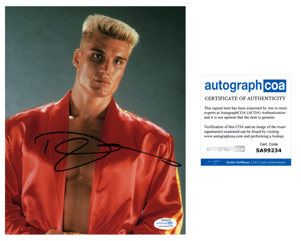 Dolph Lundgren Rocky Signed Autograph 8x10 Photo ACOA