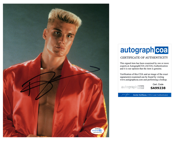 Dolph Lundgren Rocky Signed Autograph 8x10 Photo ACOA