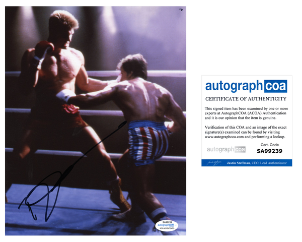 Dolph Lundgren Rocky Signed Autograph 8x10 Photo ACOA