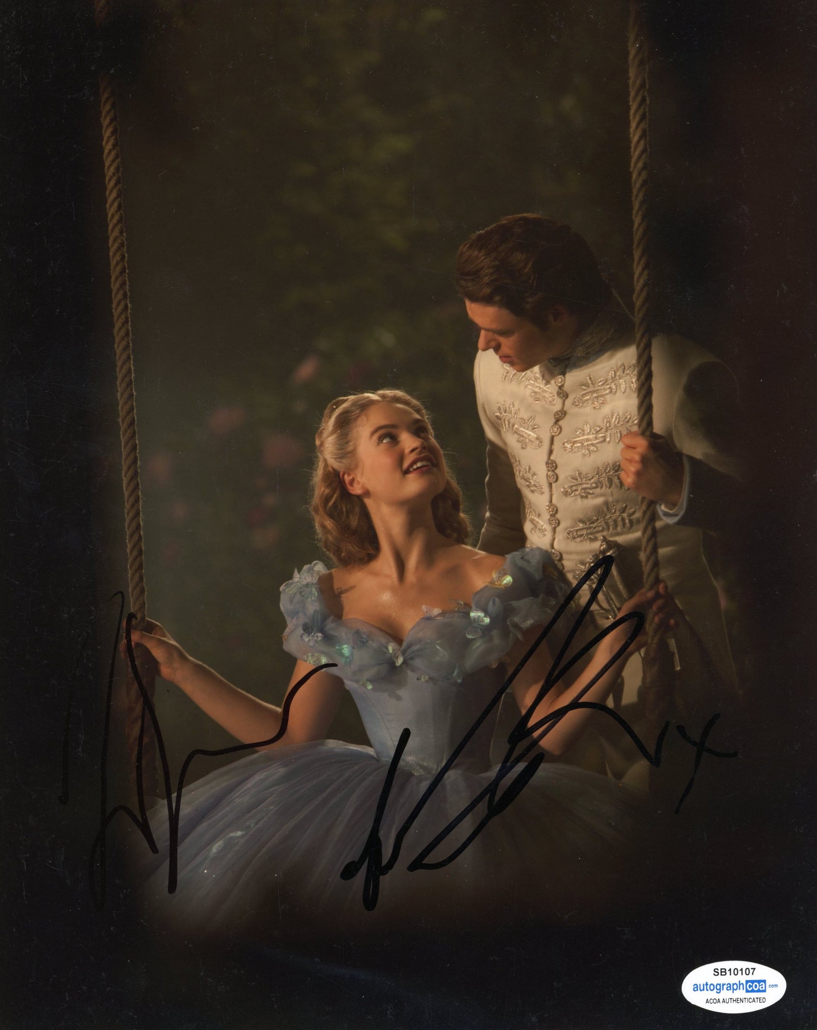 Lily James Richard Madden Cinderella Signed Autograph 8x10 Photo ACOA