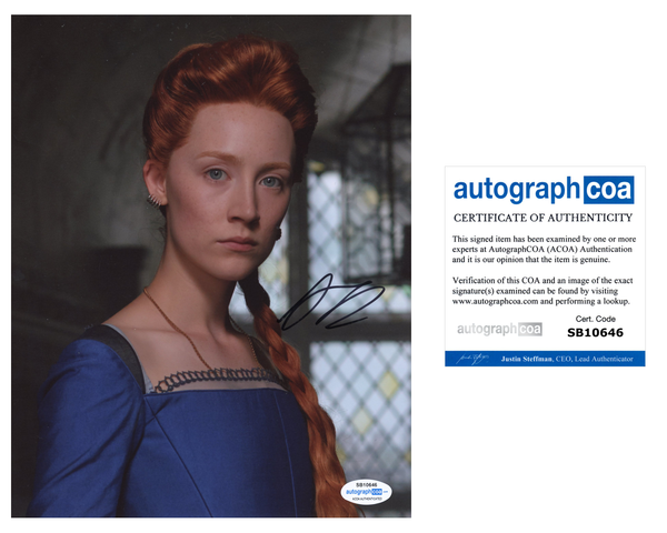 Saoirse Ronan Mary Queen of Scots Signed Autograph 8x10 Photo ACOA