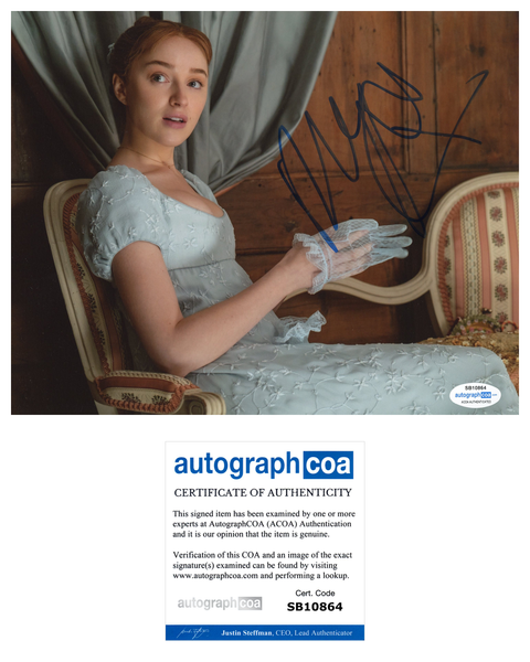 Phoebe Dynevor Bridgerton Signed Autograph 8x10 Photo ACOA