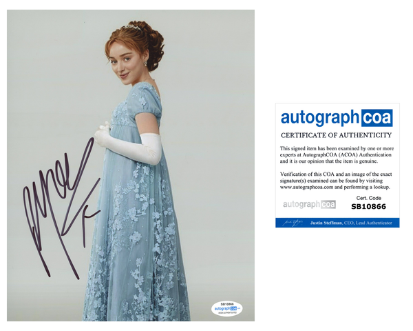 Phoebe Dynevor Bridgerton Signed Autograph 8x10 Photo ACOA