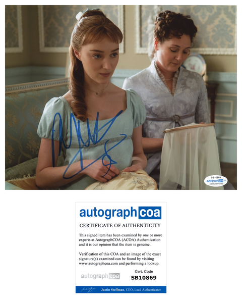 Phoebe Dynevor Bridgerton Signed Autograph 8x10 Photo ACOA