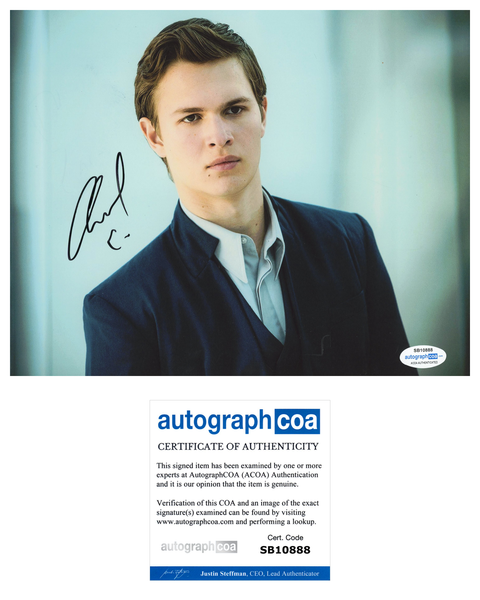 Ansel Elgort Divergent Signed Autograph 8x10 Photo ACOA