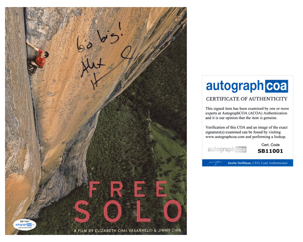 Alex Honnold Free Solo Signed Autograph 8x10 Photo ACOA