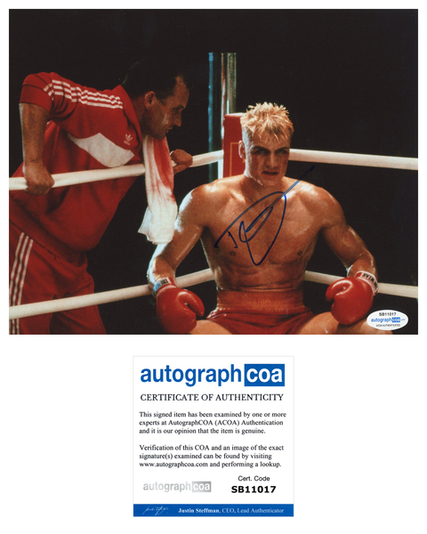 Dolph Lundgren Rocky Signed Autograph 8x10 Photo ACOA