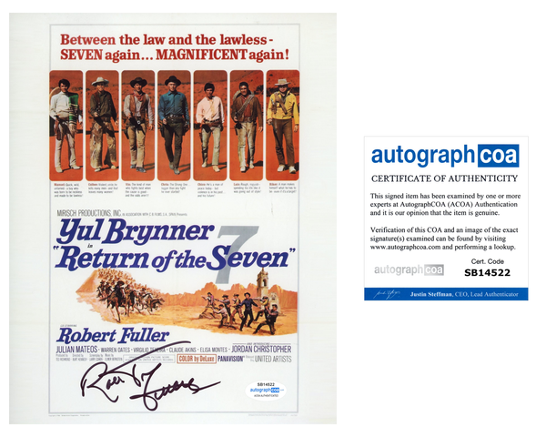 Robert Fuller Return of the Seven Signed Autograph 8x10 Photo ACOA