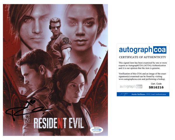 Robbie Amell Resident Evil Signed Autograph 8x10 Photo ACOA