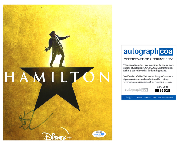 Anthony Ramos Hamilton Signed Autograph 8x10 Photo ACOA