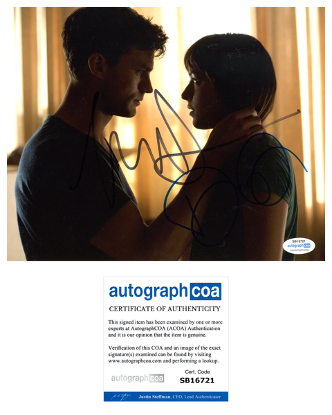 Jamie Dornan Dakota Johnson Fifty Shades of Grey Signed Autograph 8x10 Photo ACOA