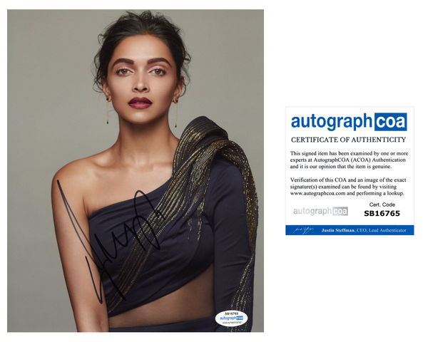 Deepika Padukone Sexy Bollywood Signed Autograph 8x10 Photo ACOA