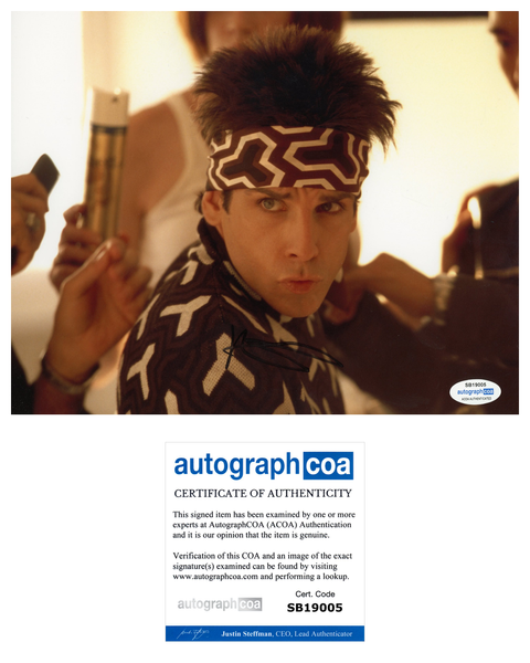 Ben Stiller Zoolander Signed Autograph 8x10 Photo ACOA