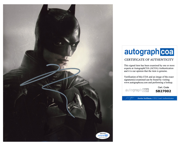 Robert Pattinson The Batman Signed Autograph 8x10 Photo ACOA