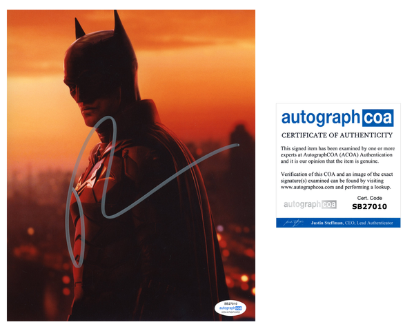 Robert Pattinson The Batman Signed Autograph 8x10 Photo ACOA