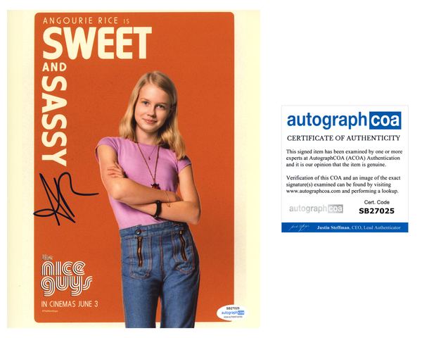 Angourie Rice The Nice Guys Signed Autograph 8x10 Photo ACOA