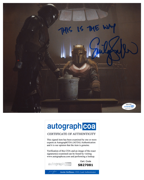 Emily Swallow The Mandalorian Armorer Signed Autograph 8x10 Photo ACOA