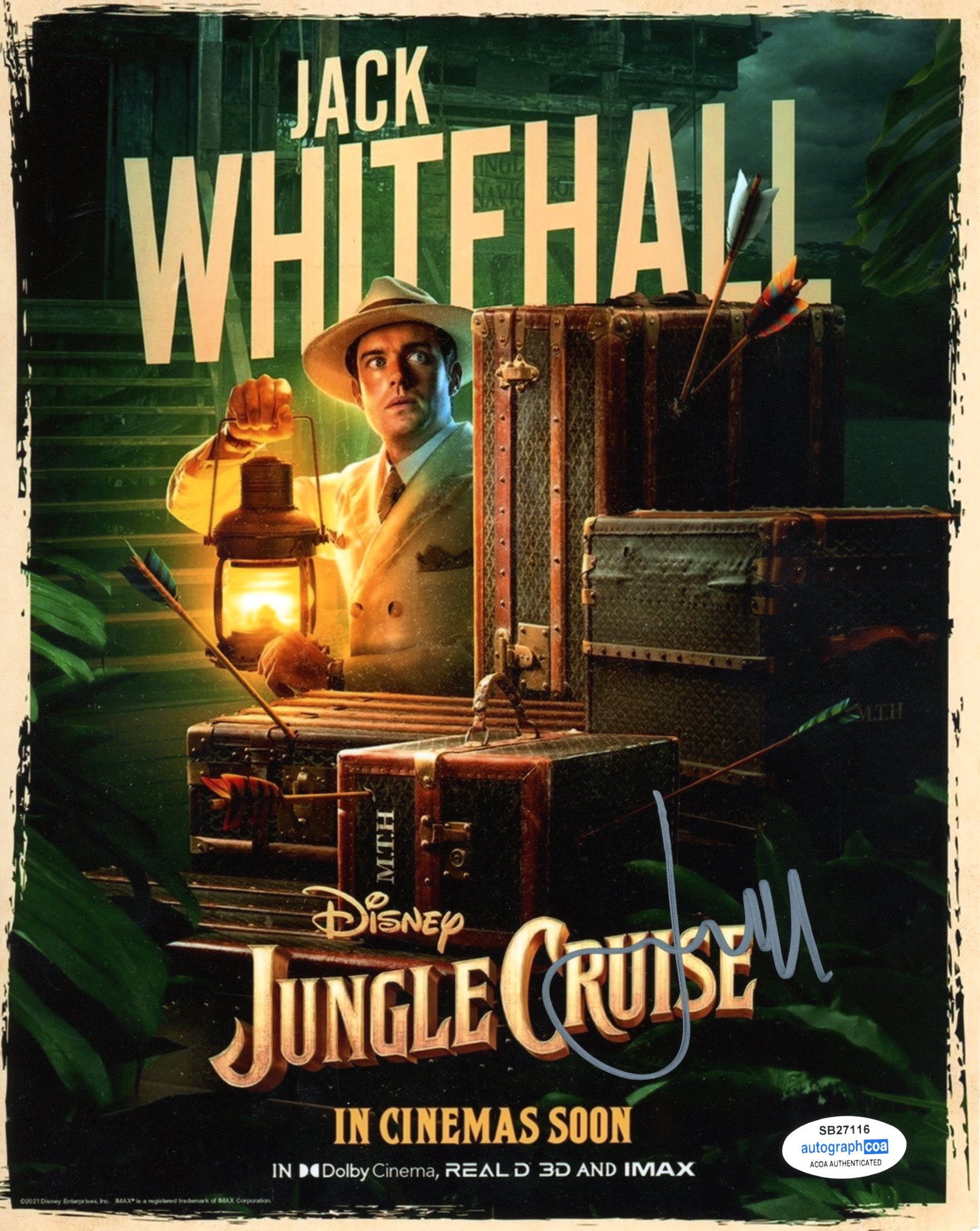 Jack Whitehall Jungle Cruise Signed Autograph 8x10 Photo ACOA