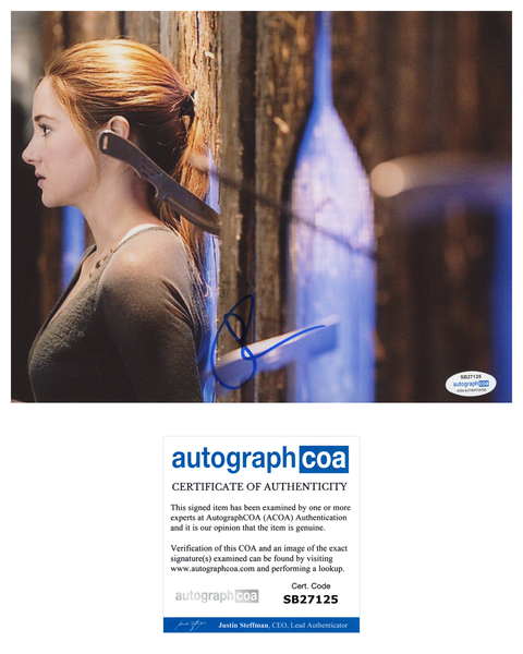 Shailene Woodley Divergent Signed Autograph 8x10 Photo ACOA