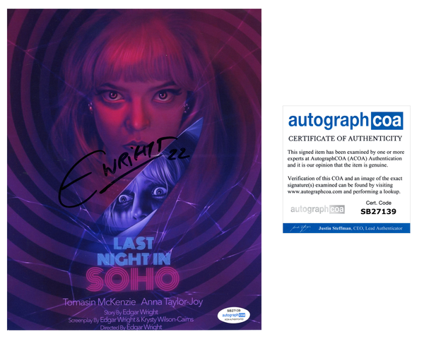Edgar Wright Last Night at Soho Signed Autograph 8x10 Photo ACOA