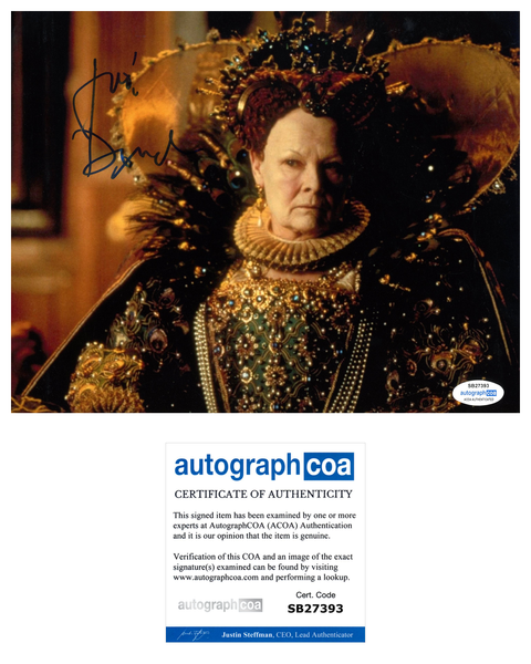 Judi Dench Shakespeare In Love Signed Autograph 8x10 Photo ACOA