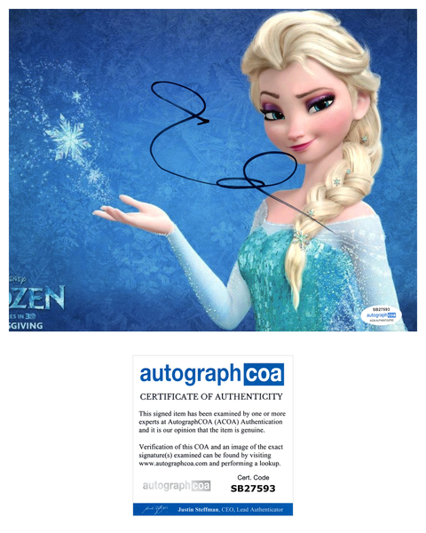 Idina Menzel Frozen Signed Autograph 8x10 Photo ACOA