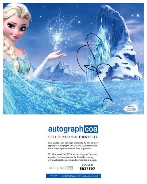 Idina Menzel Frozen Signed Autograph 8x10 Photo ACOA