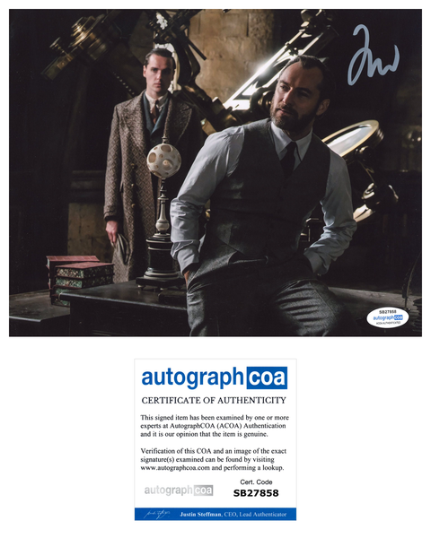 Jude Law Harry Potter Fantastic Beasts Signed Autograph 8x10 Photo ACOA