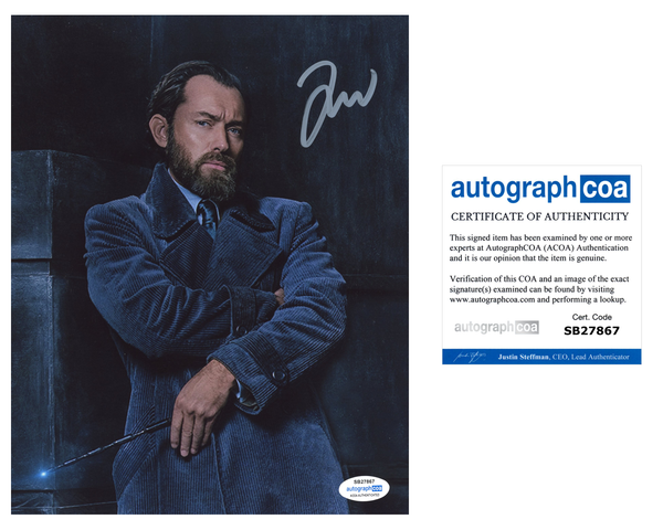 Jude Law Harry Potter Fantastic Beasts Signed Autograph 8x10 Photo ACOA