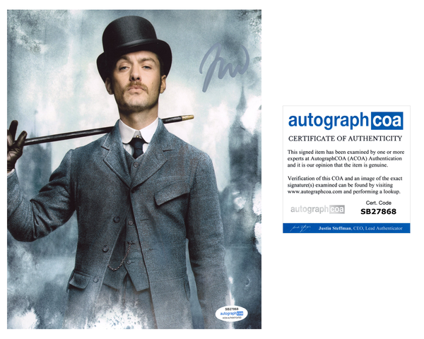Jude Law Sherlock Signed Autograph 8x10 Photo ACOA