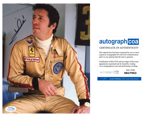 Mario Andretti Signed Autograph 8x10 Photo ACOA