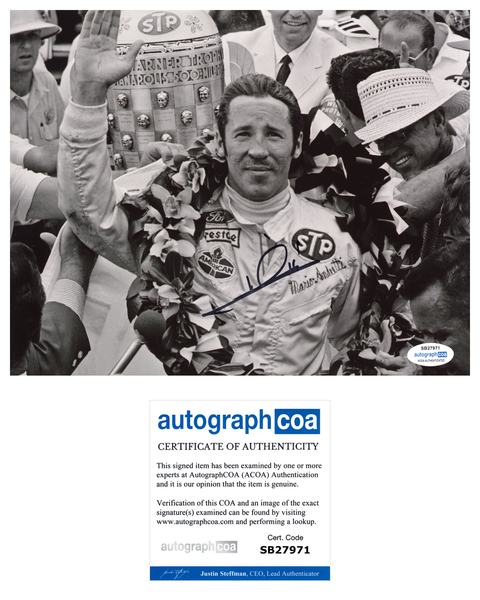 Mario Andretti Signed Autograph 8x10 Photo ACOA