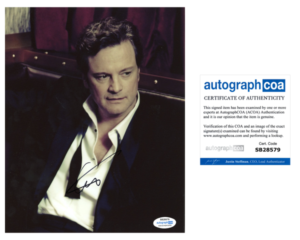 Colin Firth Pride and Prejudice Signed Autograph 8x10 Photo ACOA