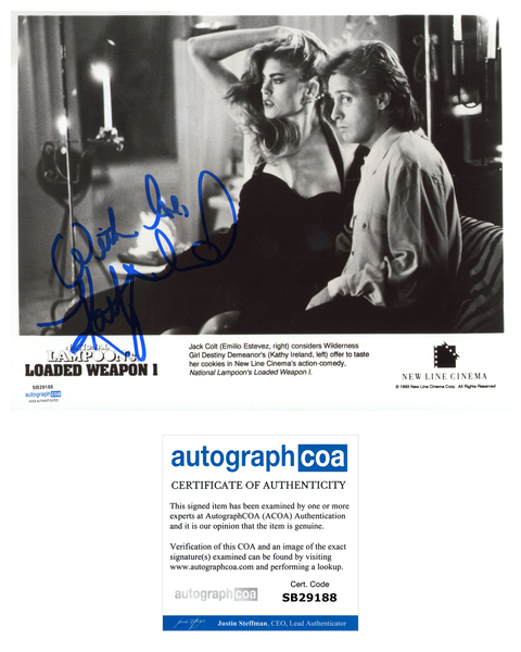 Kathy Ireland Loaded Weapon Signed Autograph 8x10 Photo ACOA