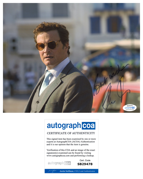 Colin Firth Mamma Mia Signed Autograph 8x10 Photo ACOA