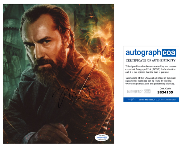 Jude Law Fantastic Beasts Signed Autograph 8x10 Photo ACOA Dumbledore