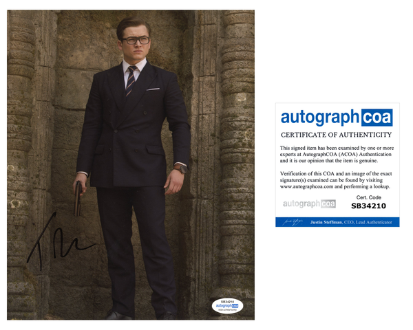 Taron Egerton Kingsman Signed Autograph 8x10 Photo ACOA