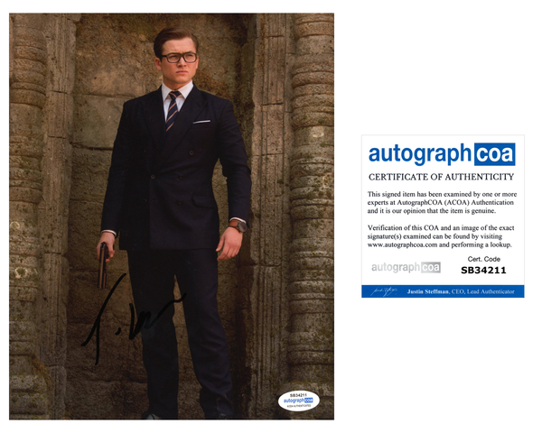 Taron Egerton Kingsman Signed Autograph 8x10 Photo ACOA