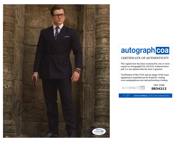 Taron Egerton Kingsman Signed Autograph 8x10 Photo ACOA