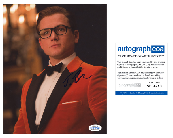 Taron Egerton Kingsman Signed Autograph 8x10 Photo ACOA