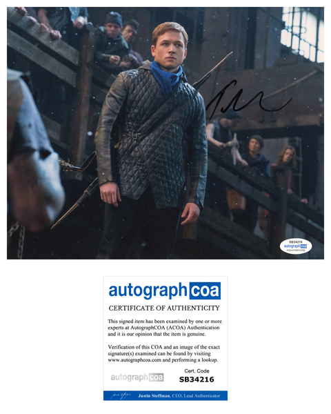 Taron Egerton Robin Hood Signed Autograph 8x10 Photo ACOA