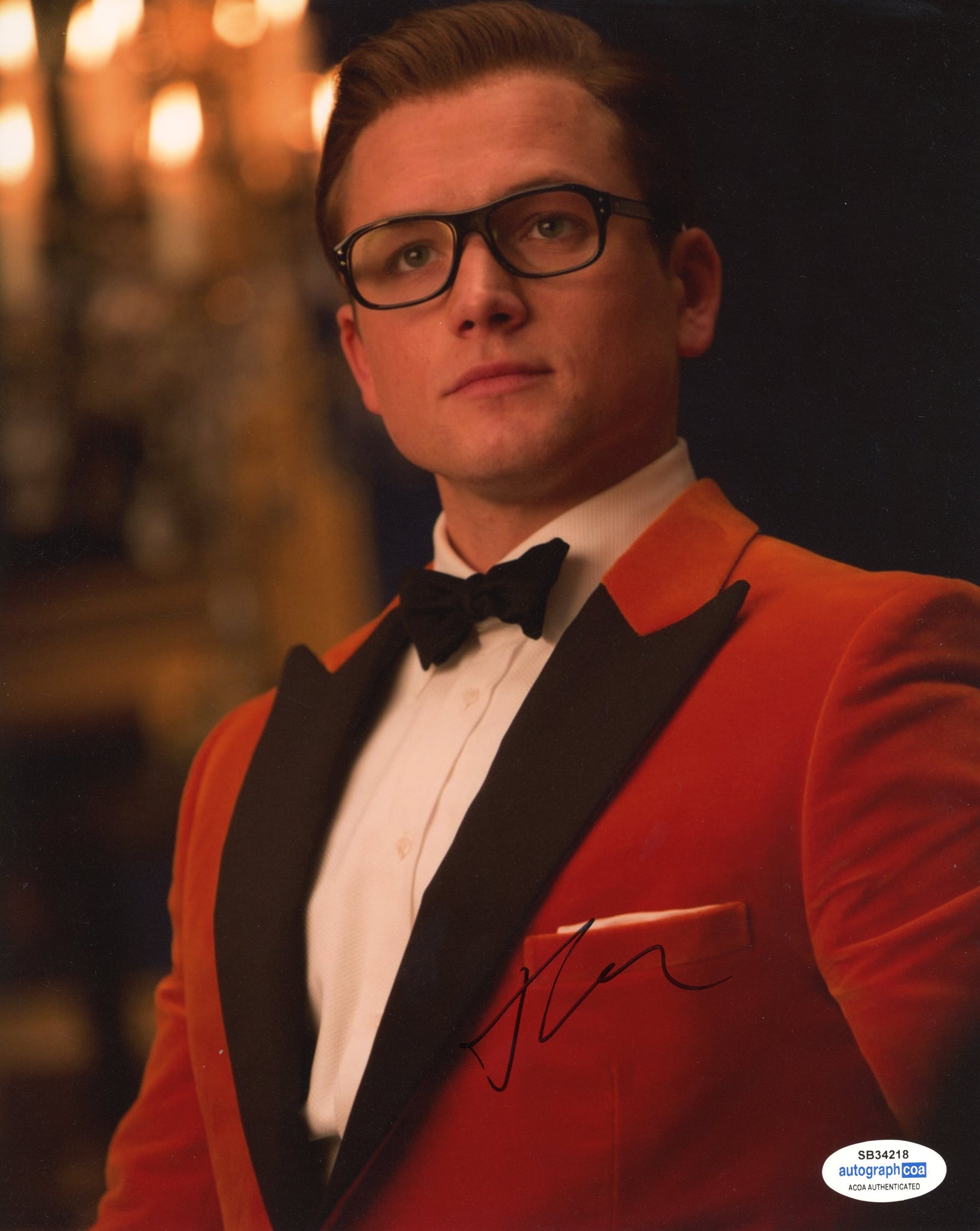 Taron Egerton Kingsman Signed Autograph 8x10 Photo ACOA