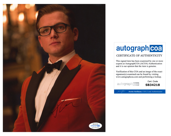 Taron Egerton Kingsman Signed Autograph 8x10 Photo ACOA