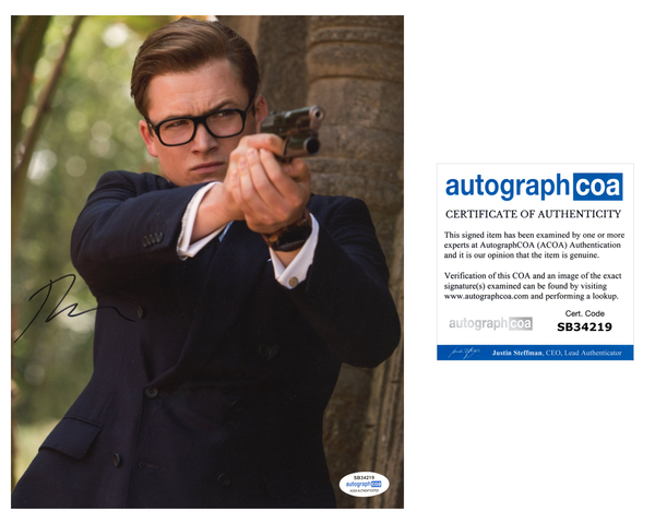 Taron Egerton Kingsman Signed Autograph 8x10 Photo ACOA