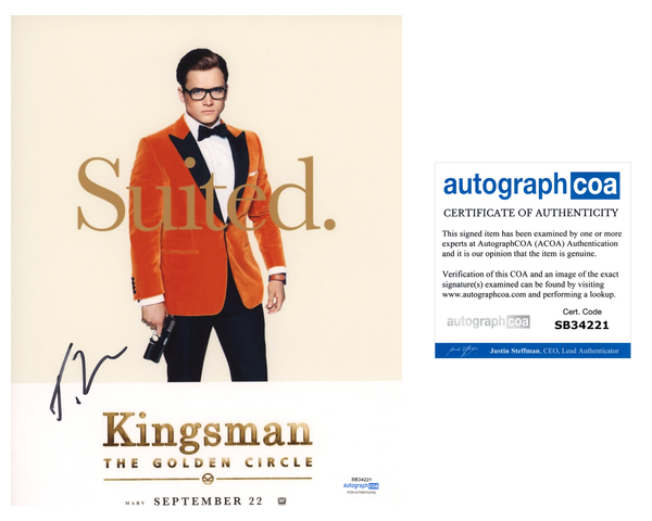 Taron Egerton Kingsman Signed Autograph 8x10 Photo ACOA